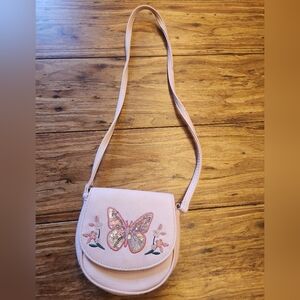 Pink Butterfly Embroidered Crossbody Bag H&M Little Girls